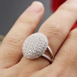 NEW BELLA 925 STERLING SILVER PAVE ENGAGEMENT RING